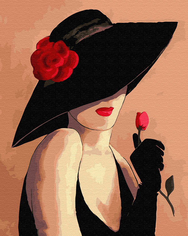 Картина по номерам «Дама с красным цветком»