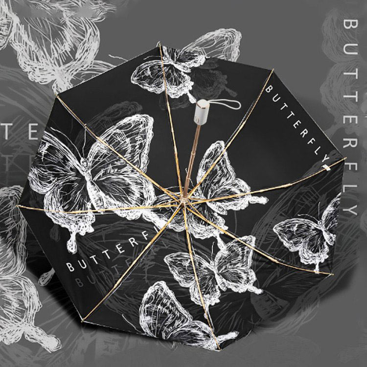 Зонт двусторонний Ночные бабочки, складной, 8 спиц, автомат — картинка 2
