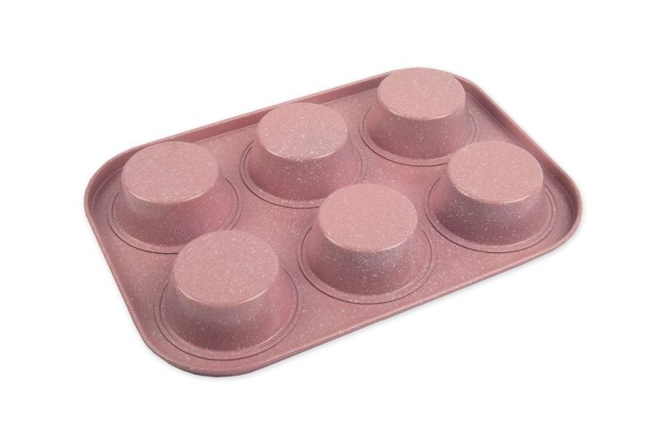 Форма металлическая для кексов, маффинов, капкейков, 26,5х18,8 см, розовая, S-CHIEF — картинка 2
