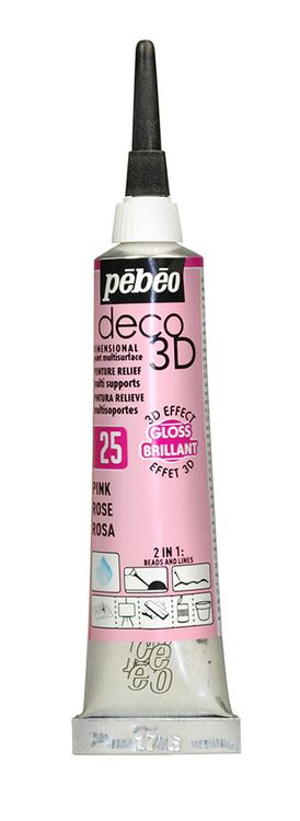 Краска акриловая Pebeo контур deco3D №1, цвет: розовый, 20 мл