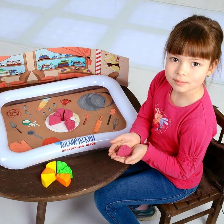 Космический пластичный песок набор «Веселая кондитерская» 1 кг с ароматом клубники — картинка 11