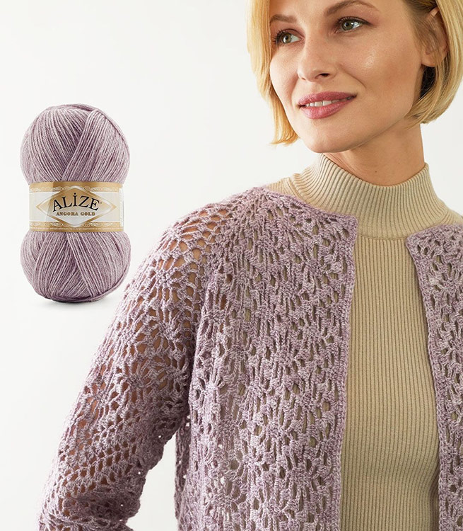 Пряжа ALIZE Angora Gold (27), бледная сирень, 5 шт. по 100 г — картинка 7