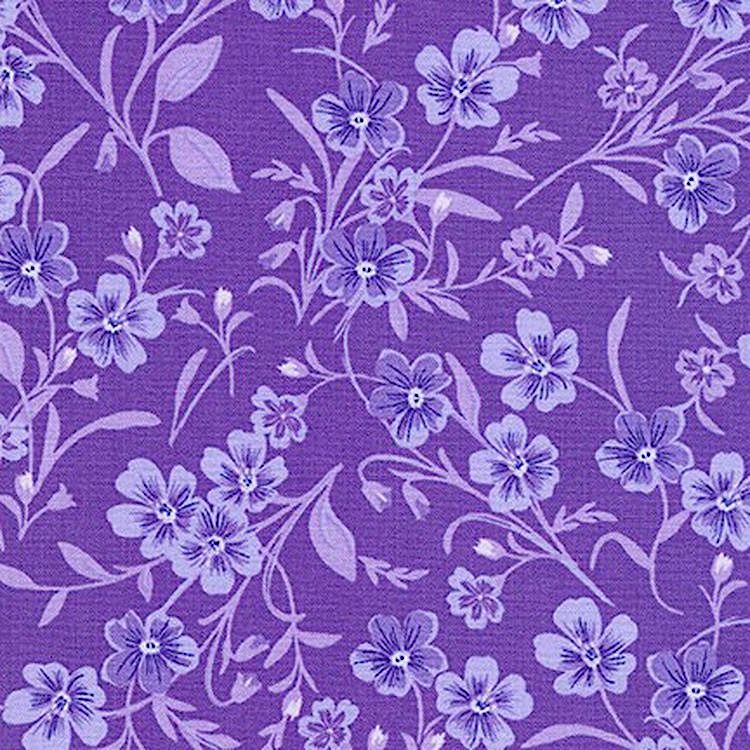 Ткань для пэчворка Wildflowers, 122 г/м², 50х55 см, 100% хлопок, цвет: PURPLE, Peppy