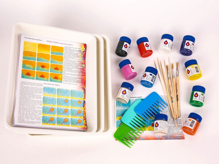 Набор для эбру «Семейный» 9 цветов, Эбру-Профи — картинка 4