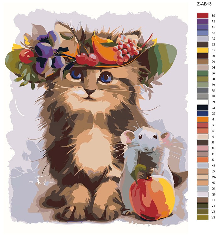 Картина по номерам «Кошка в шляпе» — картинка 2