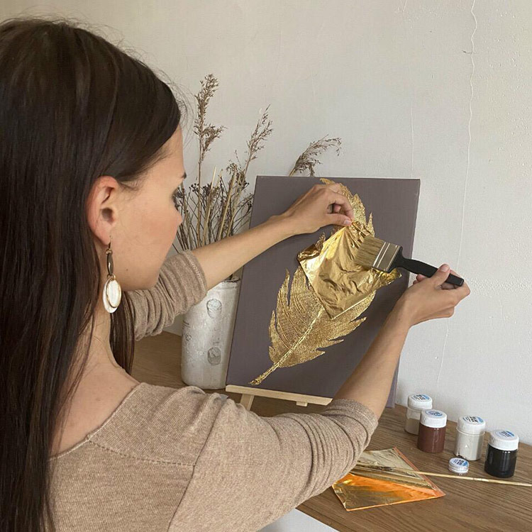 Набор для рисования с поталью и текстурной пастой «Золотое перо» — картинка 4