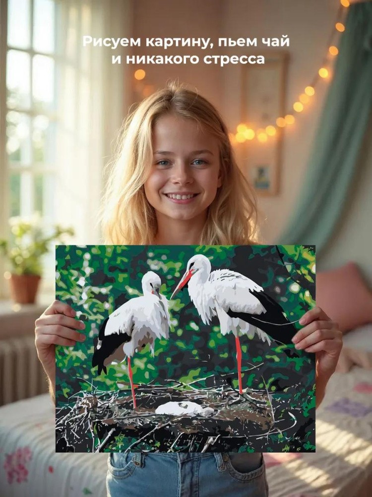 Картина по номерам «Семья аистов» — картинка 7