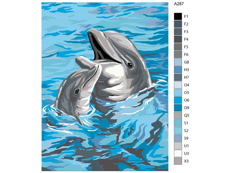 Картина по номерам «Дельфины» — картинка 2