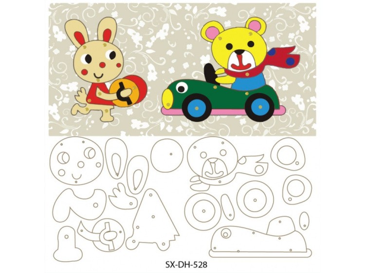 Мозаика «Зайка и мишка» (фигурки из картона) — картинка 2