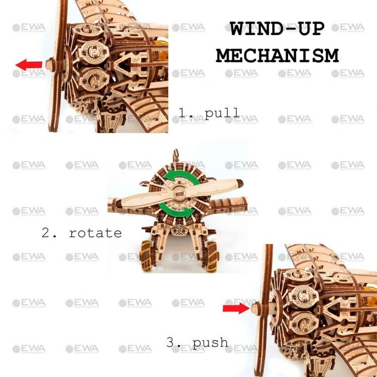 Конструктор деревянный 3D «Самолет с мотором», Eco Wood Art — картинка 3