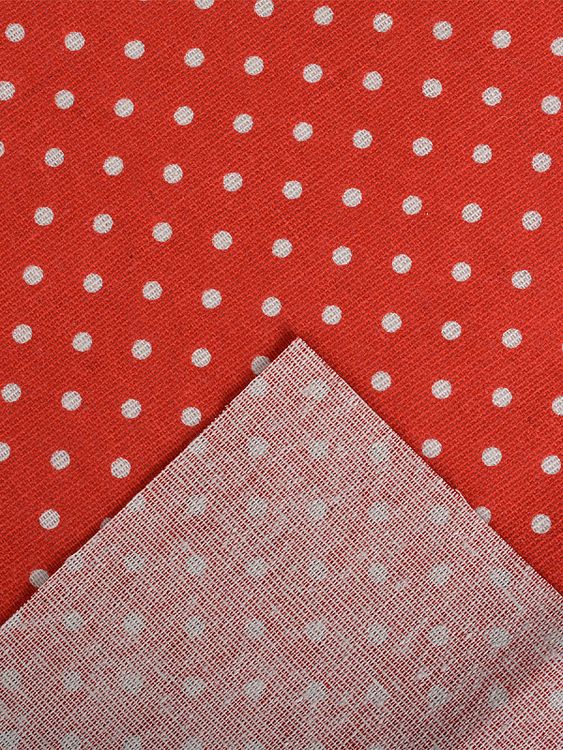 Ткань Лен, 140 г/м², 5 м x 150 см, цвет: красный, принт горошек, TBY — картинка 4