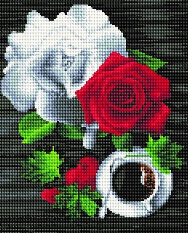 Алмазная вышивка «Кофе и цветы»
