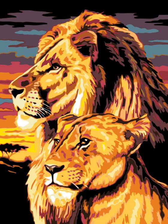 Картина по номерам «Семья львов»