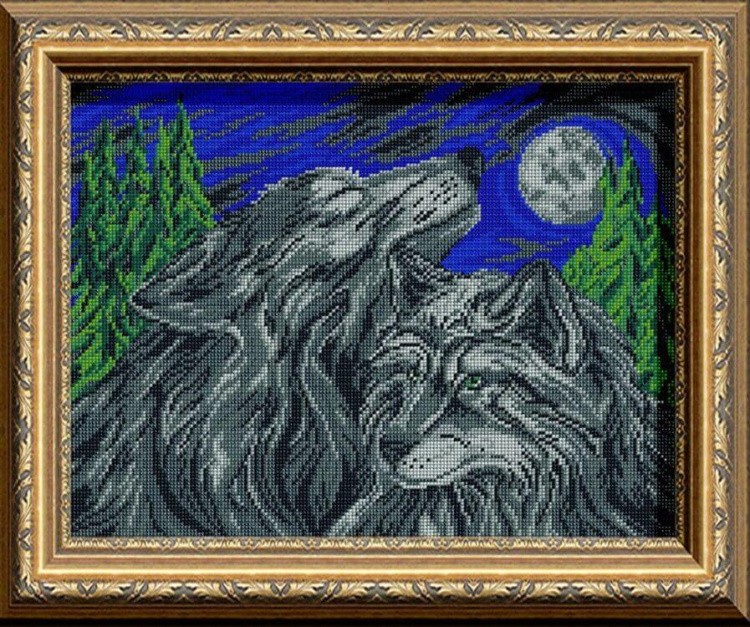 Рисунок на ткани «Волк и волчица»