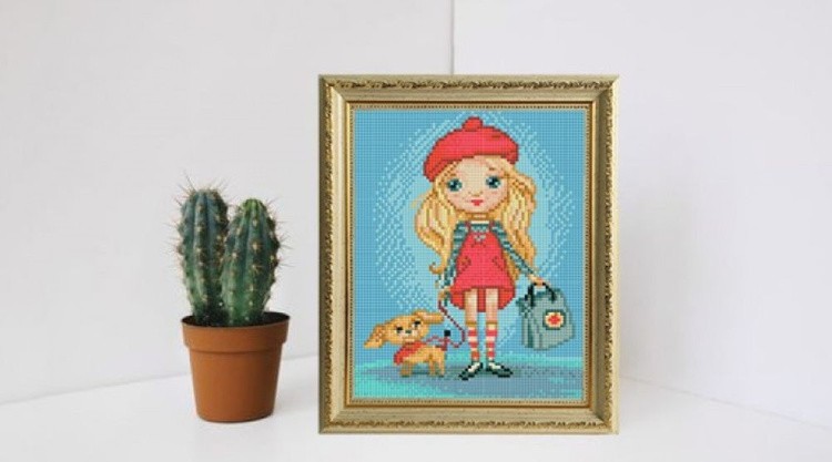 Алмазная вышивка «Девочка с собачкой» — картинка 5