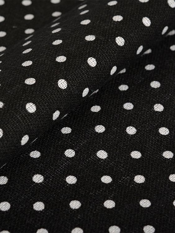 Ткань лен, 140 г/м², 30% лен, 70% хлопок, 3 м, ширина 150 см, цвет: черный, принт, TBY — картинка 2