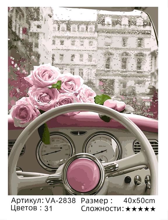 Картина по номерам «Розы в авто» — картинка 2