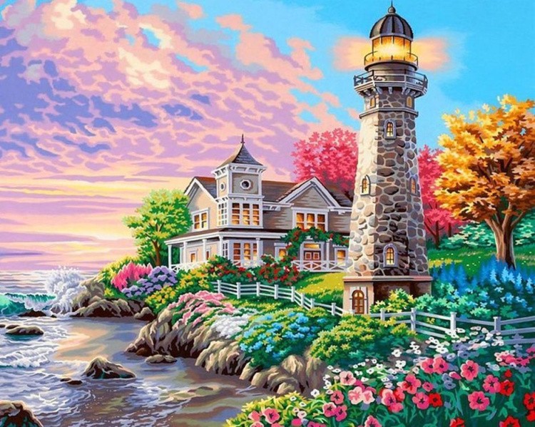 Алмазная вышивка «Дом и маяк» — картинка 2