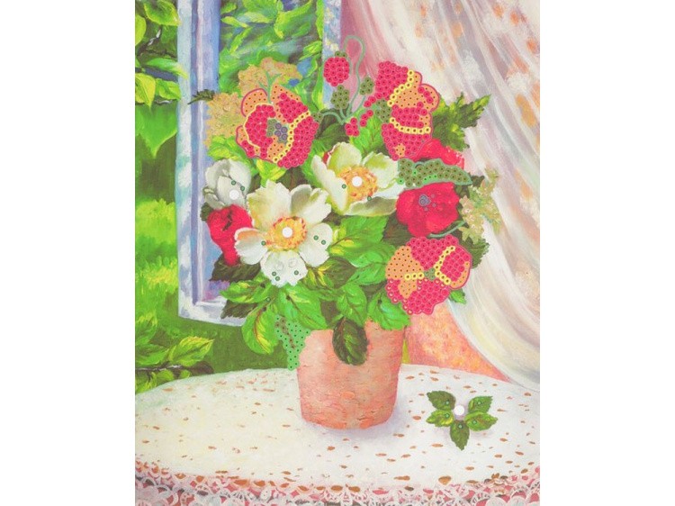 Картина на холсте из пайеток «Маки» — картинка 3