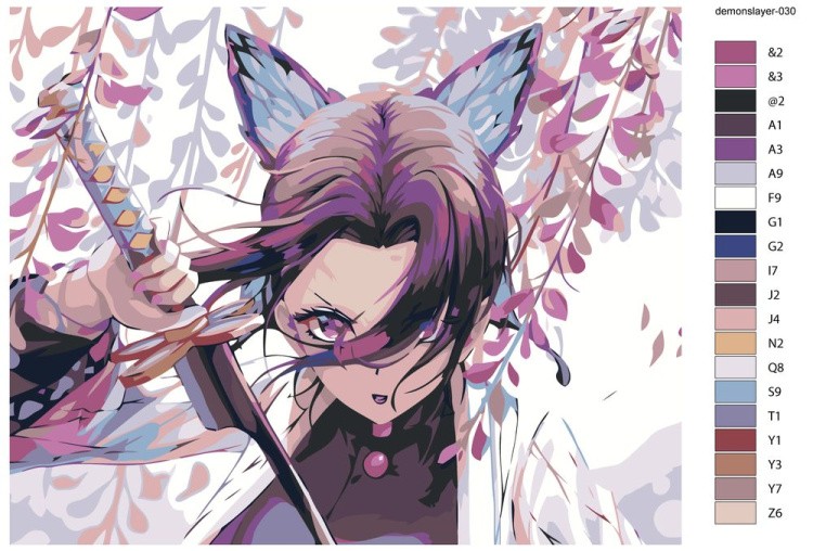 Картина по номерам «Клинок рассекающий демонов: Шинобу Кочо Арт» — картинка 2