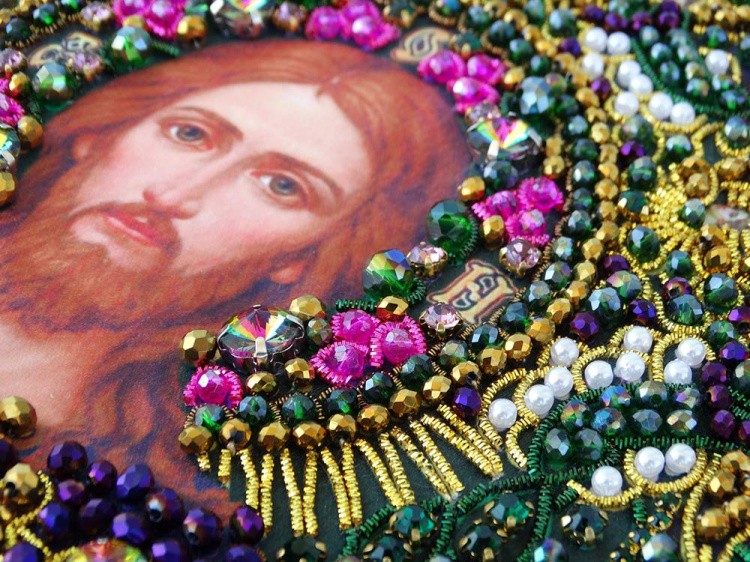 Набор для вышивания хрустальными камнями «Спас Лоза истинная» маленькая (акриловый жемчуг) — картинка 12