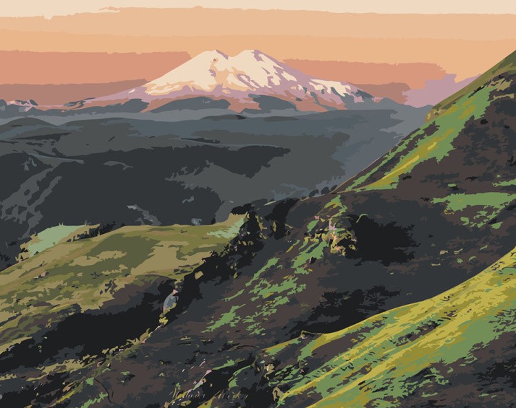 Картина по номерам «Пейзаж гора Эльбрус на рассвете»
