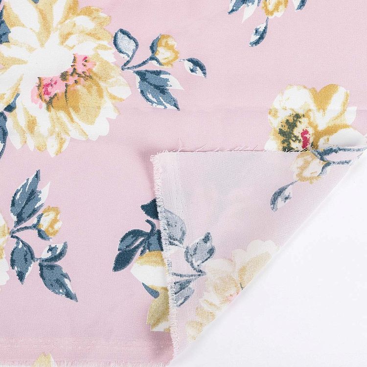 Ткань Софт, 5 м x 150 см, 105 г/м², цвет: бледно-розовый, цветочный принт, TBY — картинка 3