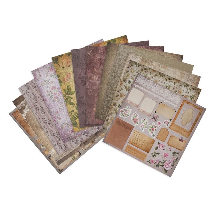 Бумага для скрапбукинга 15х15 см «Винтаж», 12 дизайнов — картинка 3