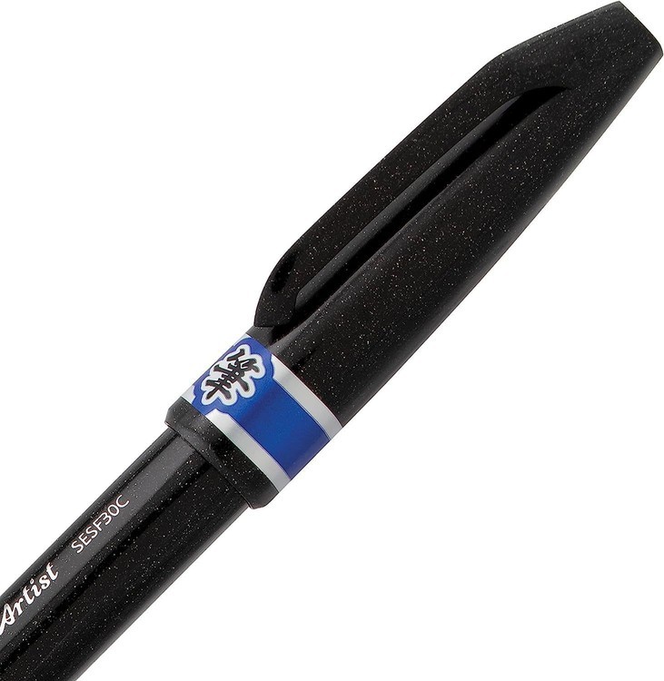 Браш пен Brush Sign Pen Artist, ultra-fine, 0,5 - 5 мм, цвет: синий, Pentel — картинка 4