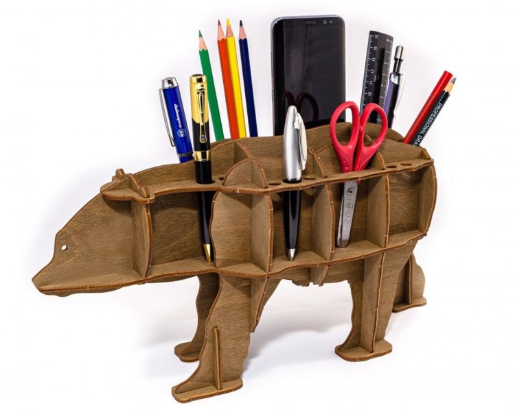 Конструктор из дерева «Настольный органайзер Медведь коричневый», Eco Wood Art — картинка 3