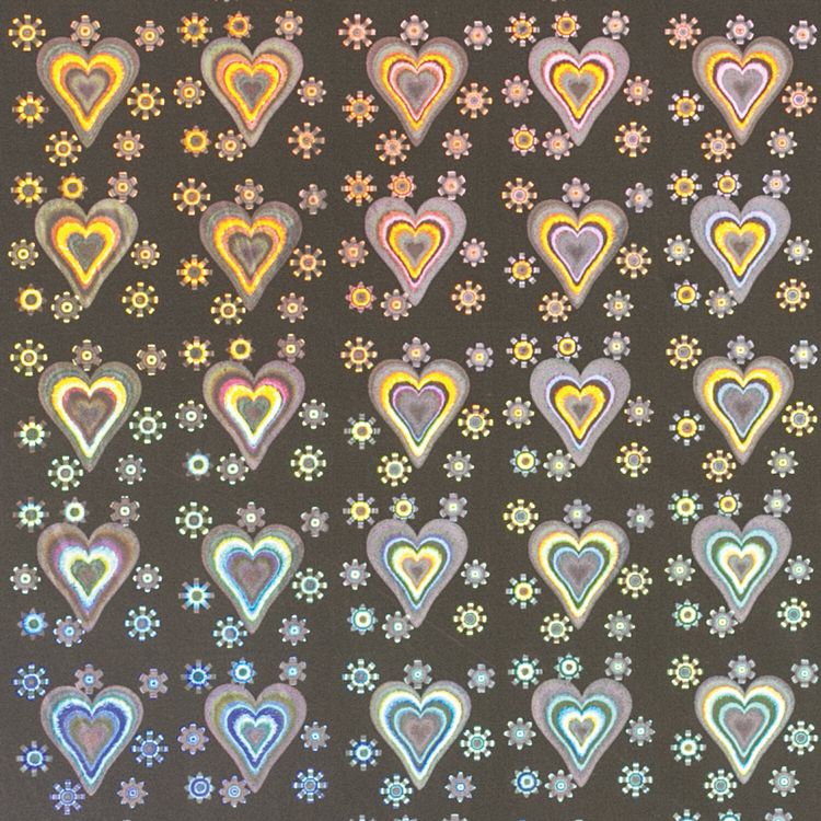 Цветная бумага А4, голографическая самоклеящаяся «Сердечки», 8 листов, 8 цветов, ОСТРОВ СОКРОВИЩ — картинка 3