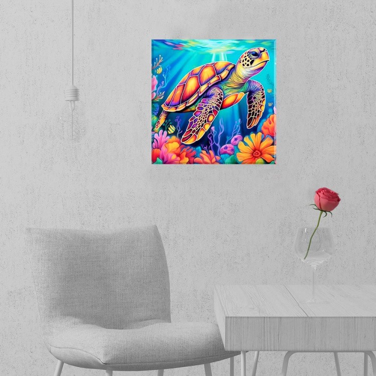 Картина по номерам с поталью «Яркая морская черепаха» — картинка 4