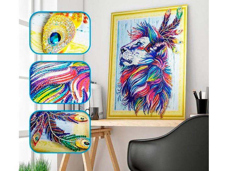 Алмазная вышивка 5D «Индийский лев» — картинка 4