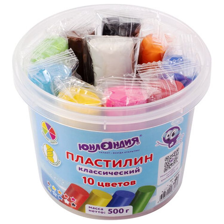 Пластилин в ведерке Юнландия «Подводный мир», 10 цветов, 500 г — картинка 2