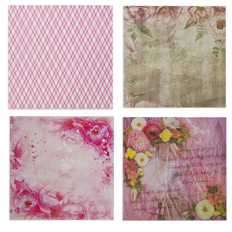 Бумага для скрапбукинга 15х15 см «Шебби-шик», 12 дизайнов — картинка 6
