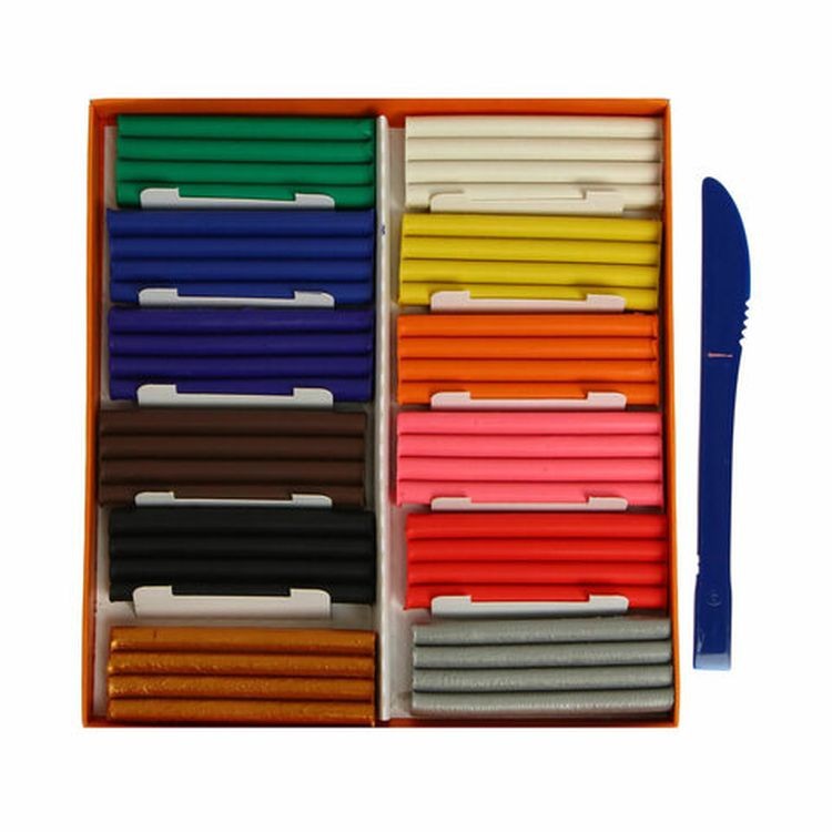 Пластилин классический Gamma «Оранжевое солнце», 12 цветов, 10 классических + 1 золотой + 1 серебряный, 172 г, стек — картинка 2