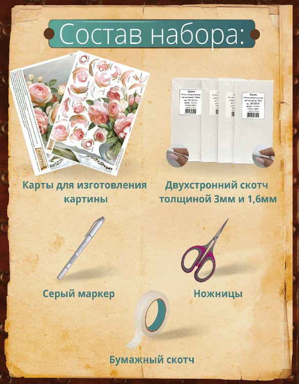 Набор папертоль «Розы Федеричи» 36x29 см — картинка 3