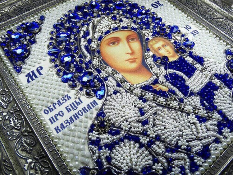 Набор вышивки хрустальными камнями «Казанская» (синяя) — картинка 10