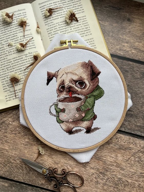Набор для вышивания «Кофеманы. Мопс» — картинка 6