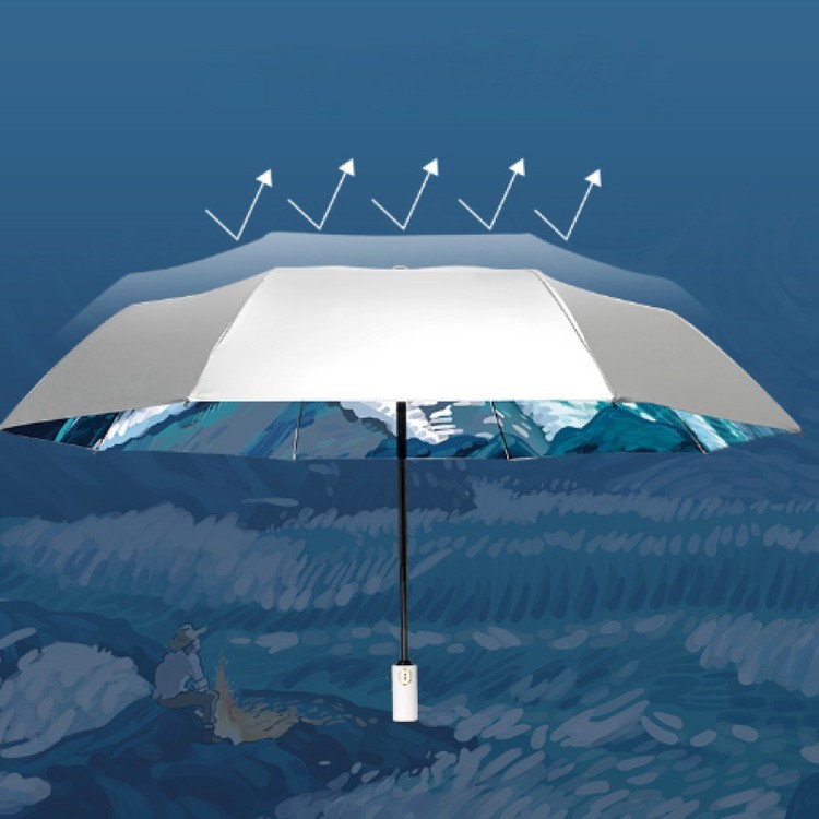 Зонт двусторонний Лазурный океан, складной, 8 спиц, автомат — картинка 3