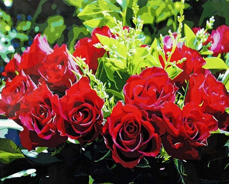 Картина по номерам по дереву Paintboy «Букет красных роз»