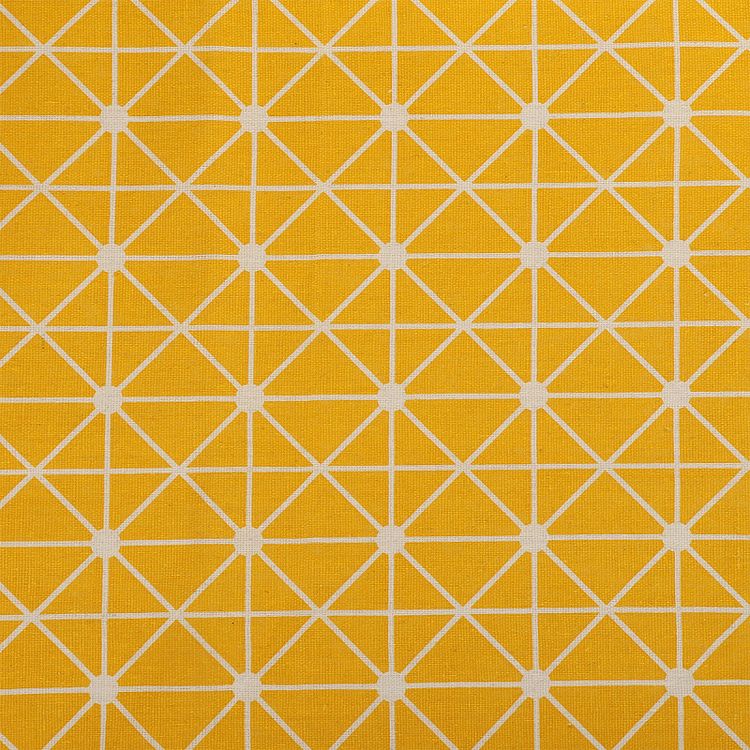 Ткань льняная, 3 м x 150 см, 140 г/м², цвет: желтый, геометрический принт, TBY — картинка 2