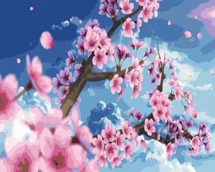 Картина по номерам «Цветущая вишня»