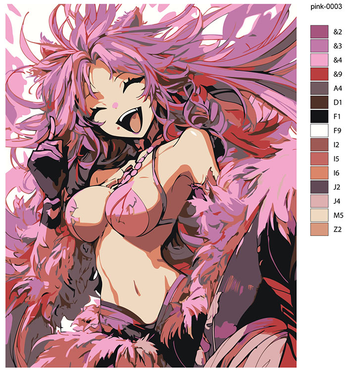 Картина по номерам «Девушка в стиле аниме, розовые волосы» — картинка 2