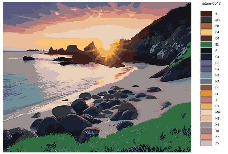 Картина по номерам «Природа: Пейзаж с берегом моря на закате 2» — картинка 2