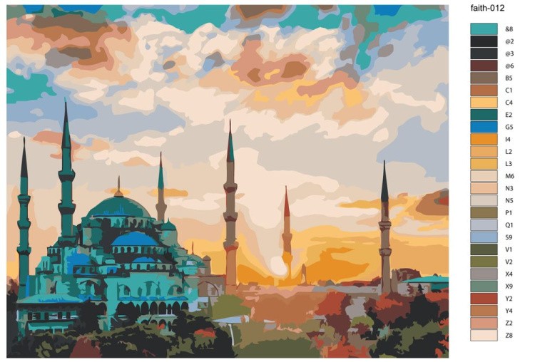 Картина по номерам «Голубая мечеть (Султанахмет) в Стамбуле 3» — картинка 2