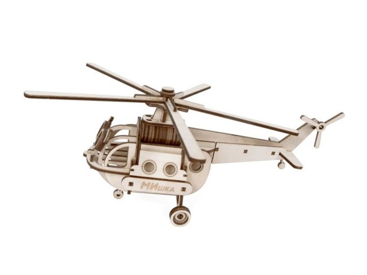 Конструктор из дерева Lemmo вертолет Мишка, 56 деталей — картинка 2
