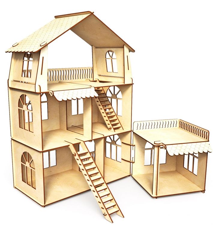 Конструктор-кукольный домик ХэппиДом «Коттедж с пристройкой Premium»
 — картинка 2