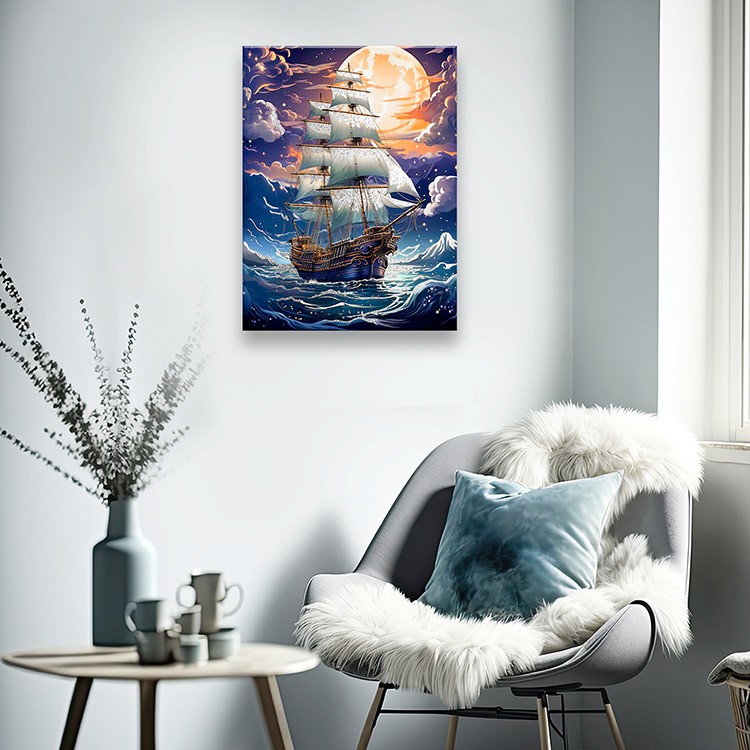 Картина по номерам с поталью платина «Безмятежное плавание» — картинка 5