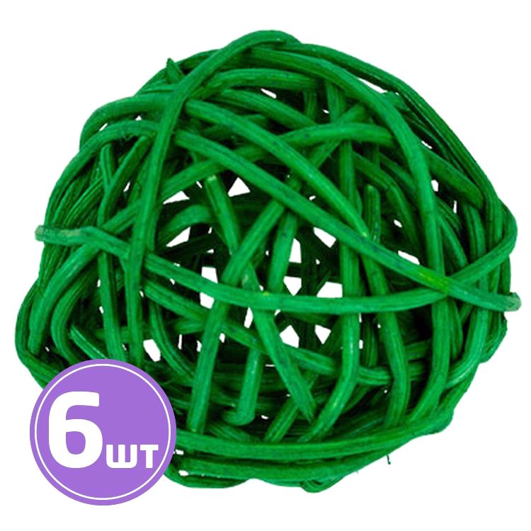 Шар декоративный из ротанга d 7 см, 6 шт., цвет: №07 зеленый, Blumentag